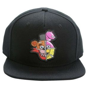 FNAF Five Nights At Freddy's Snapback Hat Ball Cap Black Dark Graphic Patch OSFM
